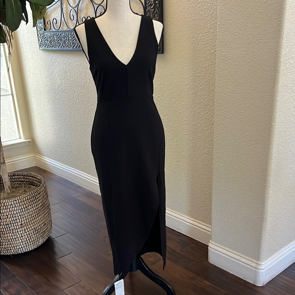 Abercrombie & Fitch Black Sheath Midi Dress V-Neck